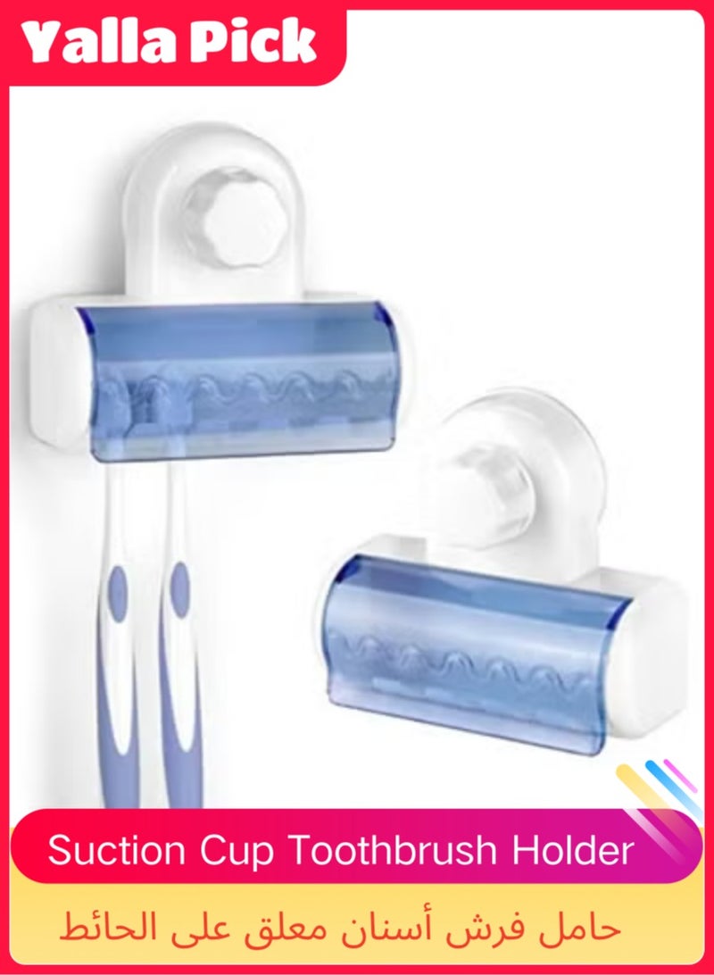 Yalla Pick 5-Slot Wall Mounted Toothbrush Holder with Cover, Suction Cup Mount Bathroom Organizer for Smooth Tile, Glass and Ceramic Surfaces, Space Saving for Family - Image 1